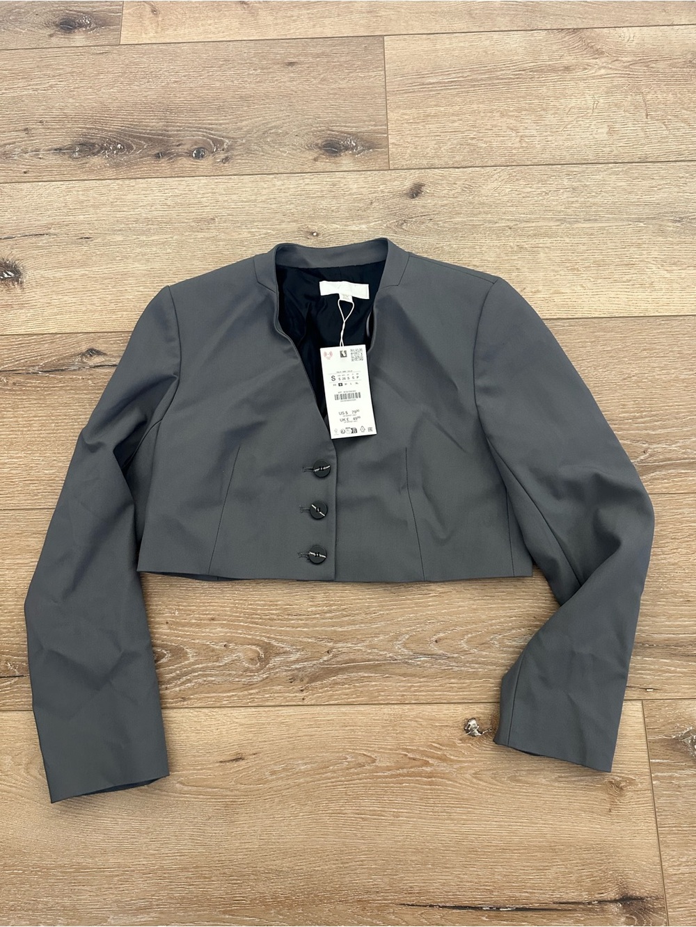 ZARA NWT Gray Cropped Blazer Jacket Size